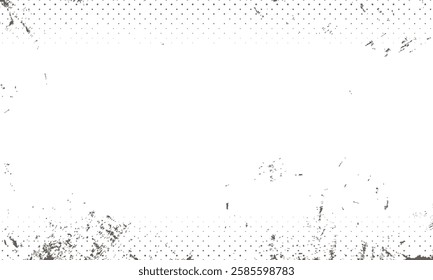 Grunge Dotted Halftone Texture Edges with Ink Stain Blot Vector Overlay Image Filter