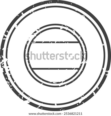 Grunge double circular stamp with two horizontal lines is creating a blank space for custom text or design