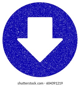 Grunge Down rubber seal stamp watermark. Icon symbol with grunge design and scratched texture. Unclean vector blue sticker.