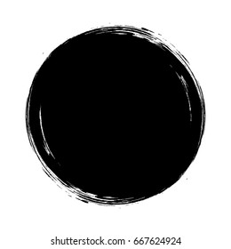 Grunge, drawn black paintbrush circle. vector illustration