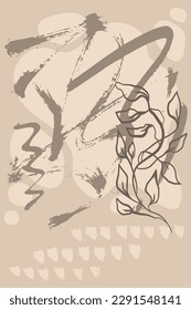 Grunge Dry Brush Abstract Contemporary Light Beige Pattern