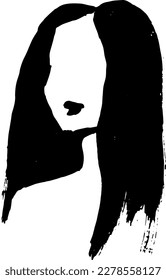 Grunge Dry Brush Faceless Abstract Girl Portrait