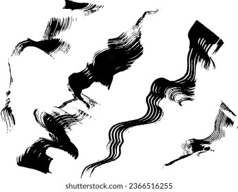 Grunge Dry Brush Ink Strokes Free Hand Set.