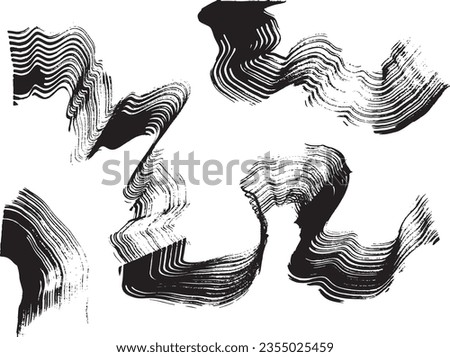 Grunge Dry Brush Ink Strokes Free Hand Set.