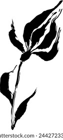 Grunge Dry Brush Ink Wild Flower