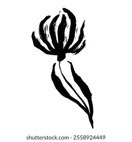 Grunge Dry Brush Ink Wild Flower