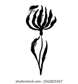 Grunge Dry Brush Ink Wild Flower