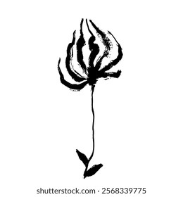 Grunge Dry Brush Ink Wild Flower