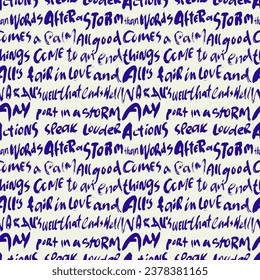 Grunge Dry Brush Lettering Seamless Pattern. Motivation Poster
