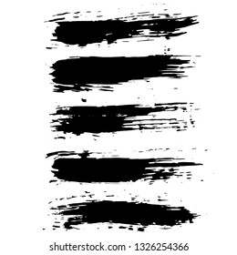 Grunge dry brush set. Hand drawn vector illustration.
