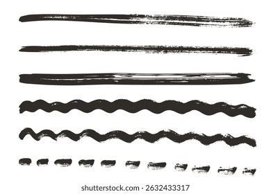 Grunge dry brush strokes. Isolated, vector, grunge design elements, watercolour.