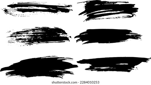 Grunge Dry Brush Strokes Set.