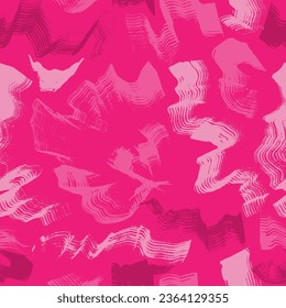 Grunge Dry Brush Wave Strokes Seamless Pink Pattern