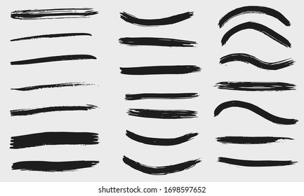 Grunge dry paint brush strokes, vector, isolated