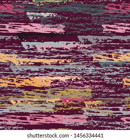 Grunge Dry Paint Surface. Stripy Crayon Pencil Strokes. Seamless Pattern. Chalk Pattern. Sport Maroon and Burgundy Backdrop. Swipe Charcoal Texture Surface. Dirty Brush Vector Background.