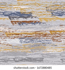 Grunge Dry Paint Surface. Stripy Crayon Pencil Strokes. Seamless Pattern. Chalk Print. Cool Khaki and Camo Backdrop. Swipe Charcoal Texture Surface. Dirty Brush Vector Background.