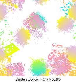 Grunge Dry Paint Surface. Watercolor Splatter Print. Seamless Pattern. Artistic Modern Splash Print. Black and White Watercolor Overlay Surface. Abstract Brush Vector illustration.