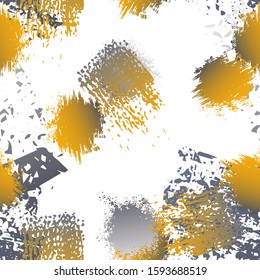 Grunge Dry Paint Surface. Watercolor Splatter Print. Seamless Pattern. Sport  Illustration Splash Print. Black and White Watercolor Overlay Surface. Abstract Brush Vector illustration.
