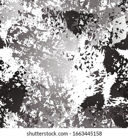 Grunge Dry Paint Surface. Watercolor Splatter Print. Seamless Pattern. Splash Print. Artistic Creative Black and White Watercolor Overlay Surface. Abstract Brush Vector illustration.