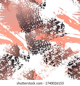 Grunge Dry Paint Surface. Watercolor Splatter Print. Seamless Pattern. 