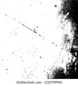 Grunge dust messy background. Distressed spray grainy overlay texture. Dirty powder rough empty cover template. Aged splatter crumb wall backdrop. Weathered drips aging design element. EPS10 vector.