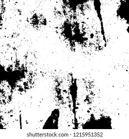 Grunge dust messy background. Distressed spray grainy overlay texture. Dirty powder rough empty cover template. Aged splatter crumb wall backdrop. Weathered drips aging design element. EPS10 vector.