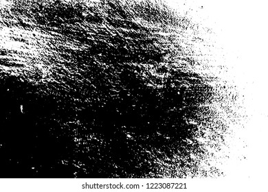 Grunge dust messy background. Distressed grainy spray overlay texture. Dirty powder rough empty cover template. Aged splatter crumb wall backdrop. Weathered drips aging design element. EPS10 vector.