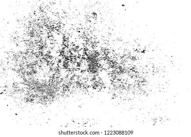 Grunge dust messy background. Distressed grainy spray overlay texture. Dirty powder rough empty cover template. Aged splatter crumb wall backdrop. Weathered drips aging design element. EPS10 vector.