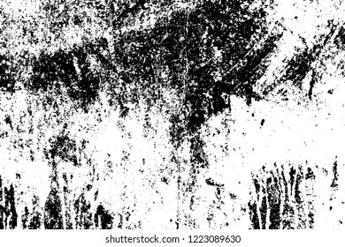 Grunge dust messy background. Distressed grainy spray overlay texture. Dirty powder rough empty cover template. Aged splatter crumb wall backdrop. Weathered drips aging design element. EPS10 vector.