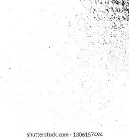Grunge dust messy background. Distressed spray grainy overlay texture. Dirty powder rough empty cover template. Aged splatter crumb wall backdrop. Weathered drips aging design element. EPS10 vector.