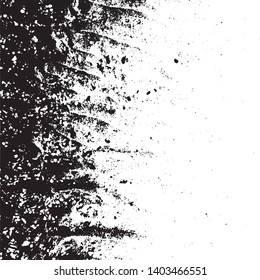 Grunge dust messy background. Distressed grainy spray overlay texture. Dirty powder rough empty cover template. Aged splatter crumb wall backdrop. Weathered drips aging design element. EPS10 vector.