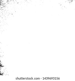 Grunge dust messy background. Distressed grainy spray overlay texture. Dirty powder rough empty cover template. Aged splatter crumb wall backdrop. Weathered drips aging design element. EPS10 vector