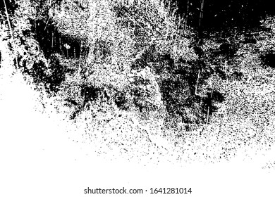 Grunge dust messy background. Distressed grainy spray overlay texture. Dirty powder rough empty cover template. Aged splatter crumb wall backdrop. Weathered drips aging design element. EPS10 vector.