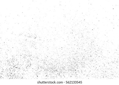 Grunge dust messy background. Distressed spray grainy overlay texture. Dirty powder rough empty cover template. Aged splatter crumb wall backdrop. Weathered drips aging design element. EPS10 vector.