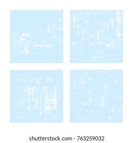 Grunge Dust Messy Winter Background. Easy To Create Abstract Vintage, Dotted, Scratched Effect With Grain And Noise. Aged Design Element. Blue and White Vector