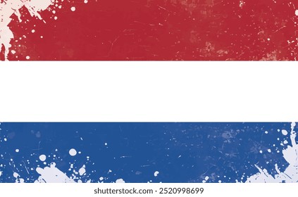 Bandeira holandesa Grunge, ilustração vetorial. A bandeira nacional dos Países Baixos.
