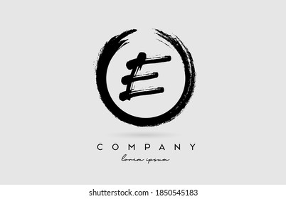 grunge E alphabet letter logo icon. Vintage Design for company and business in black and white colors with circle