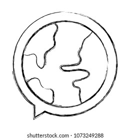 grunge earth planet inside chat bubble message