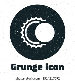 Grunge Eclipse of the sun icon isolated on white background. Total sonar eclipse.  Vector Illustration
