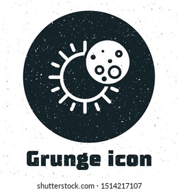 Grunge Eclipse of the sun icon isolated on white background. Total sonar eclipse.  Vector Illustration