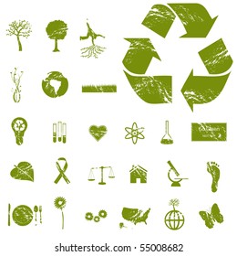 Grunge Eco and Green Icons