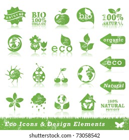 Grunge ecology icon set