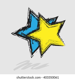 grunge edges blue star texture and background, vector illustration design element