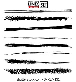 Grunge Edges Vector Set. Grunge Borders - Brush Strokes design Elements
