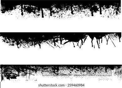 Grunge Edges Vector Set . Design Elements . Grunge Borders , Dividers or Brush Strokes . 
