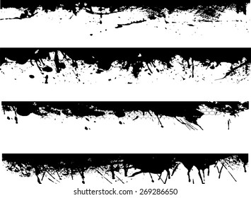 Grunge Edges Vector Set . Design Elements . Grunge Borders , Dividers or Brush Strokes .