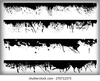 Grunge Edges Vector Set . Design Elements . Grunge Borders , Dividers or Brush Strokes