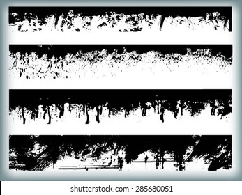 Grunge Edges Vector Set . Design Elements . Grunge Borders , Dividers or Brush Strokes