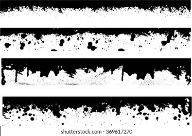 Grunge Edges Vector Set . Design Elements . Grunge Borders , Dividers or Brush Strokes 
