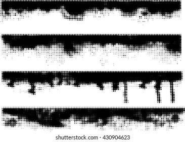 Grunge Edges Vector Set . Design Elements . Grunge Borders , Dividers or Brush Strokes  